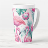 Tasse Latte Flamant rose rose Conception tropicale (Angle droit)