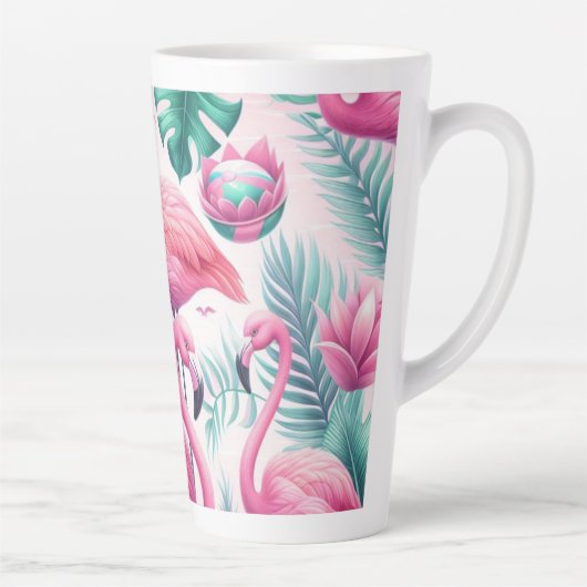 Tasse Latte Flamant rose rose Conception tropicale (Droite)
