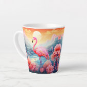 Tasse Latte Flamant Tropical avec Fleurs (Angle gauche)