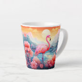 Tasse Latte Flamant Tropical avec Fleurs (Angle droit)