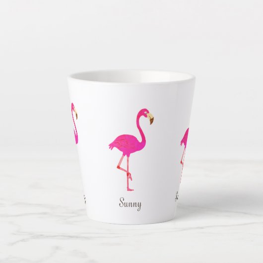 Tasse Latte Flamants mignons et calligraphie (Devant)