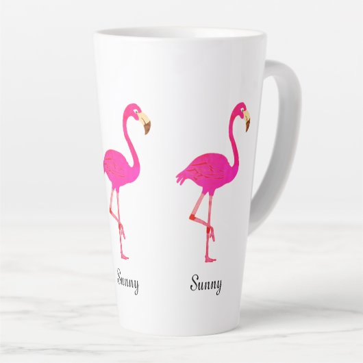 Tasse Latte Flamants mignons et calligraphie (Angle droit)