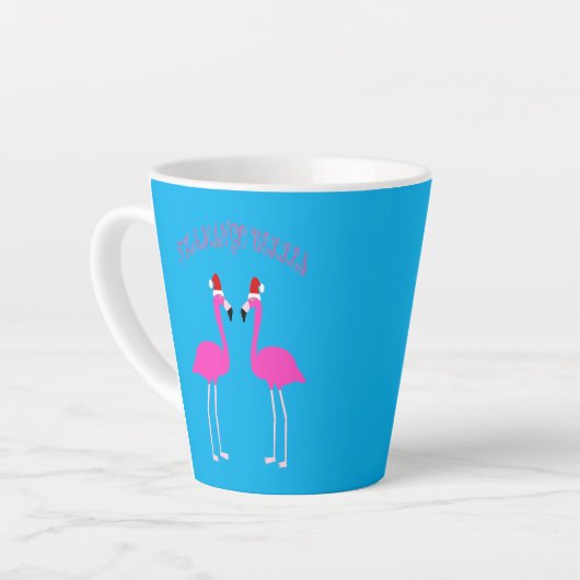 Tasse Latte Flamants roses lesbiennes de Noël Flamant rose Bel (Angle gauche)