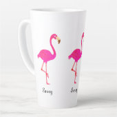 Tasse Latte Flamants roses mignons et calligraphie (Angle gauche)