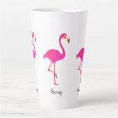 Tasse Latte Flamants roses mignons et calligraphie (Devant)