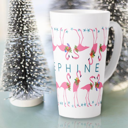 Tasse Latte Flamants roses rassemblés haut