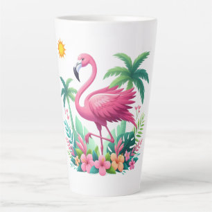 Tasse Latte Flamingo rose tropicale/Floride