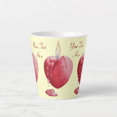 Tasse Latte flamme en forme de coeur rouge pour l'amour (Devant)