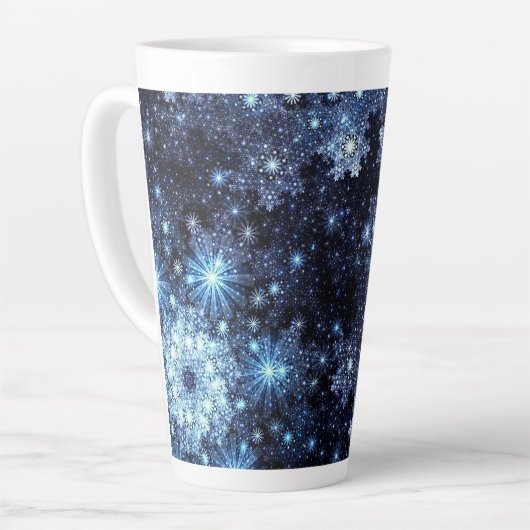 Tasse Latte Flammes de neige bleu hivernal (Angle gauche)