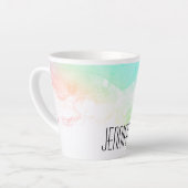 Tasse Latte Flèches Abstraites vert et bleu (Angle gauche)