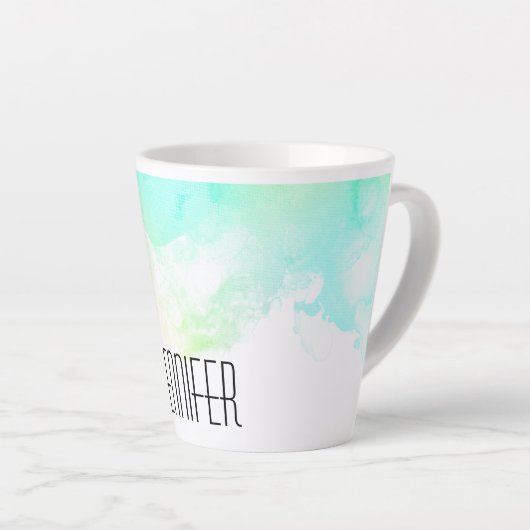 Tasse Latte Flèches Abstraites vert et bleu (Angle droit)