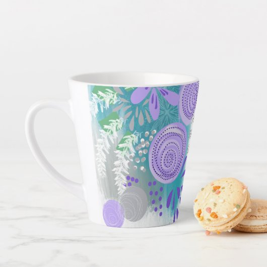 Tasse Latte Fleur Abstrait Moderne (En situation)