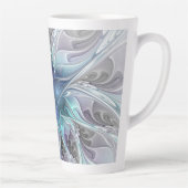 Tasse Latte Fleur Abstraite Fractale Moderne Avec Bleu (Droite)