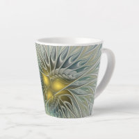 Fleur argentée dorée Fantastique Art fractal abstr