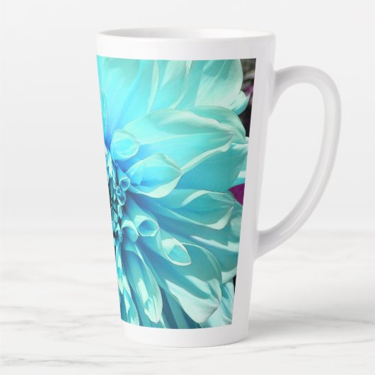 Tasse Latte Fleur bleu clair Dahlia (Droite)