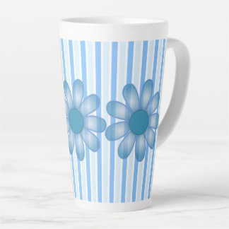 Tasse Latte Fleur bleue avec des rayures bleues Graphiques Scr