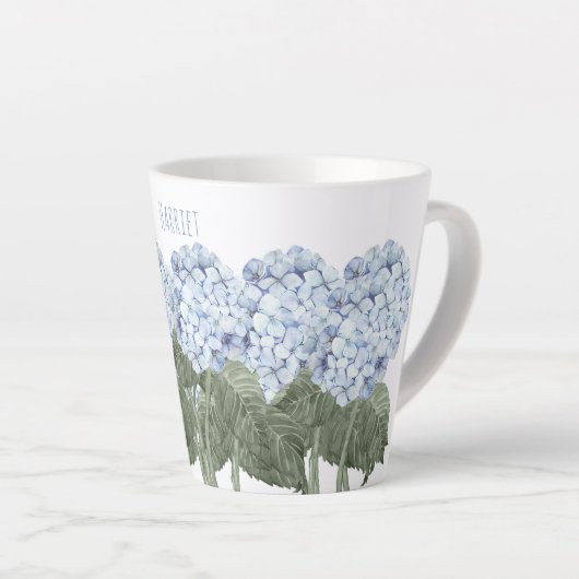 Tasse Latte Fleur bleue d'Hydrangea (Angle droit)