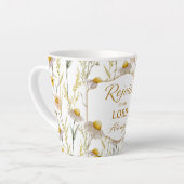 Tasse Latte Fleur chrétienne Rejoice dans le Seigneur Latte Mu (Angle gauche)