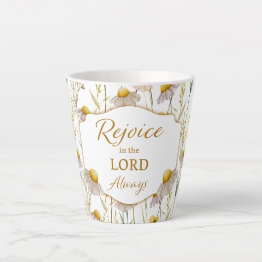 Tasse Latte Fleur chrétienne Rejoice dans le Seigneur Latte Mu (Devant)