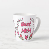 Tasse Latte Fleur d'amour de la mère - Meilleure maman jamais (Angle droit)