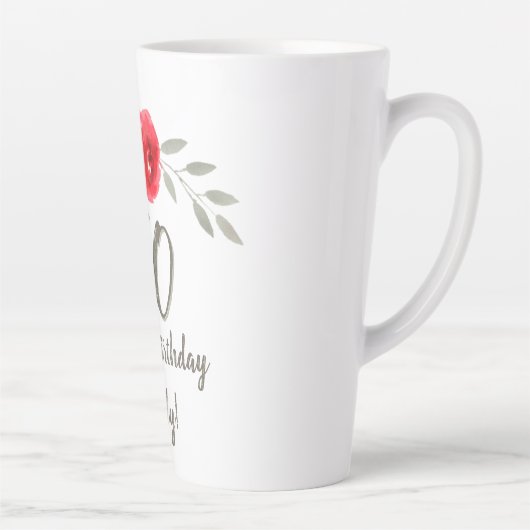 Tasse Latte Fleur d'aquarelle rouge 50e anniversaire Floral (Droite)