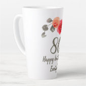 Tasse Latte Fleur d'aquarelle rouge 80e anniversaire Floral (Angle gauche)