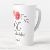 Tasse Latte Fleur d'aquarelle rouge rose 60e anniversaire Flor (Angle droit)