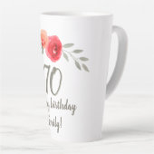 Tasse Latte Fleur d'aquarelle rouge rose 70e anniversaire Flor (Angle droit)