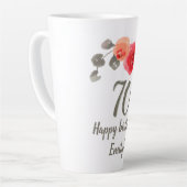 Tasse Latte Fleur d'aquarelle rouge rose 70e anniversaire Flor (Angle gauche)