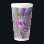 Tasse Latte Fleur d'art Abstrait, énergique et coloré<br><div class="desc">Une puissante fleur d'imaginaire multicolore,  un art fractal floral unique. Conception pour votre tasse de latte et plus encore.</div>