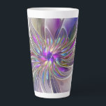 Tasse Latte Fleur d'art Abstrait, énergique et coloré<br><div class="desc">Une puissante fleur d'imaginaire multicolore,  un art fractal floral unique. Conception pour votre tasse de latte et plus encore.</div>