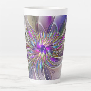 Tasse Latte Fleur d'art Abstrait, énergique et coloré