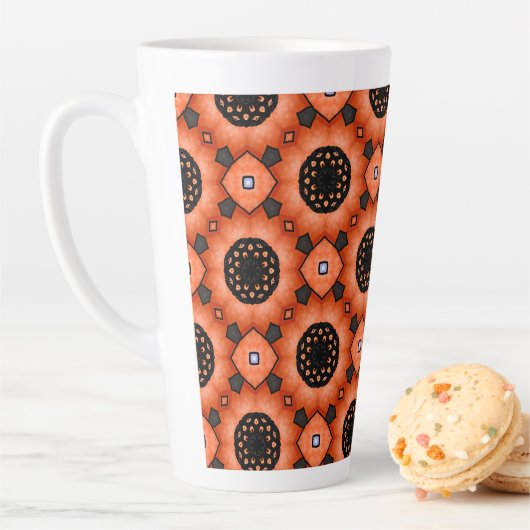 Tasse Latte Fleur d'automne orange (En situation)