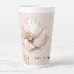 Tasse Latte Fleur de blush crème rose