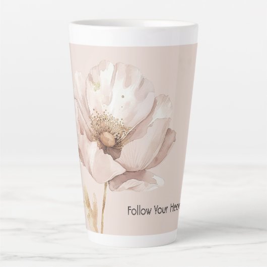 Tasse Latte Fleur de blush crème rose (Devant)