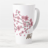 Tasse Latte Fleur de cerisier botanique chute pétales Ombré Ar (Angle droit)