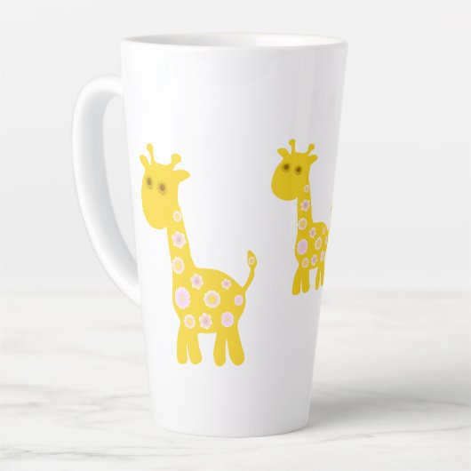 Tasse Latte Fleur de Girafe Jaune mignonne (Angle gauche)