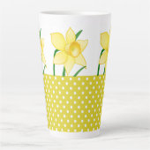 Tasse Latte Fleur de jonquille de printemps avec points jaunes (Devant)