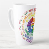 Tasse Latte Fleur de justice sociale colorée en art de mots (Angle gauche)