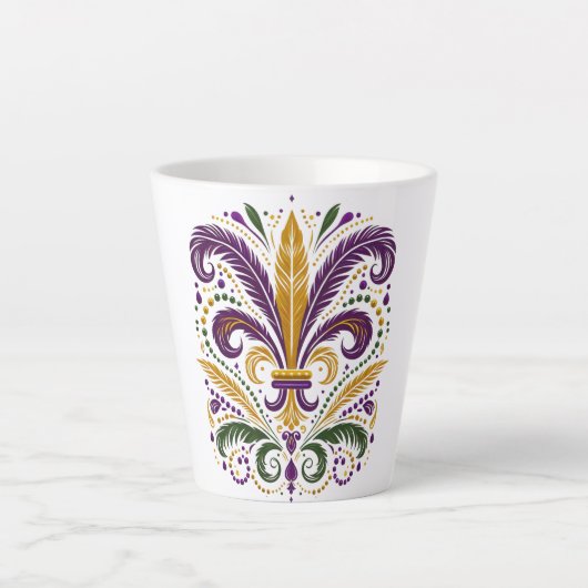 Tasse Latte Fleur de lis jaune et vert violet (Devant)