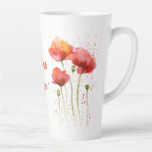 Tasse Latte Fleur de naissance d'août Coquelicots rouges Aquar (Droite)