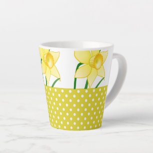 Tasse Latte Fleur de narcisse printanière avec points jaunes 