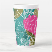 Tasse Latte Fleur de Protea Aquarelle Tropicale – (Devant)