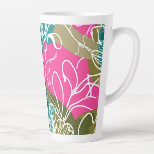 Tasse Latte Fleur de Protea Aquarelle Tropicale – (Droite)