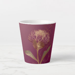 Tasse Latte Fleur de Protéa dorée Bourgogne Dessin botanique