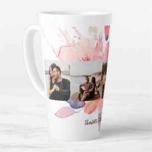 Tasse Latte Fleur de quatre photos et texte personnalisés