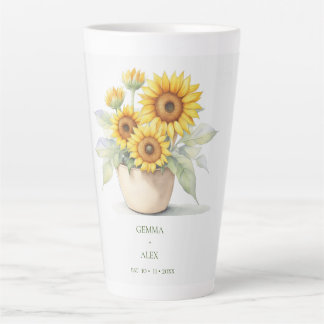 Tasse Latte Fleur de soleil d'aquarelle Personnalisée Nouveaux
