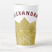 Tasse Latte Fleur De Vie - Indien Mandala 4 (Devant)