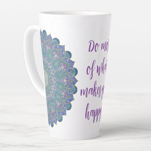 Tasse Latte Fleur de Vie - Mandala Style Inde 1 (Angle gauche)