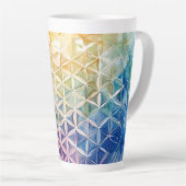 Tasse Latte Fleur de vie - Peinture aquarelle (Angle droit)